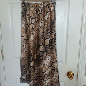 Altar'd State Brown and Cream Midi Snakeskin Print Skirt Grunge Rock Festival